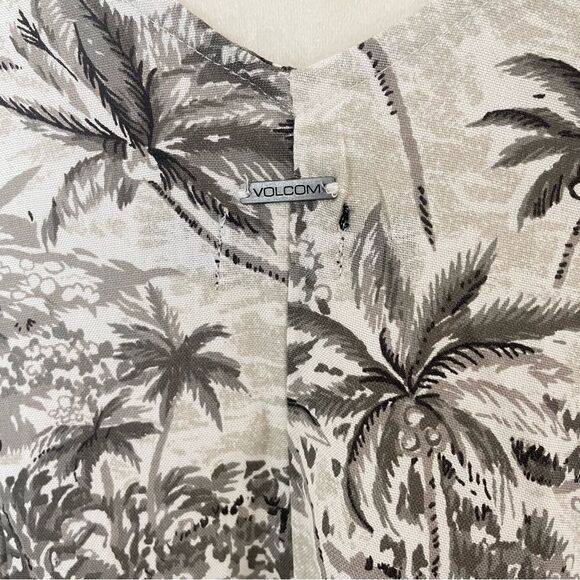 Volcom Gray & White Tropical Palm Tree Vacay Me Sleeveless Mini Dress XL NEW - Picture 8 of 13